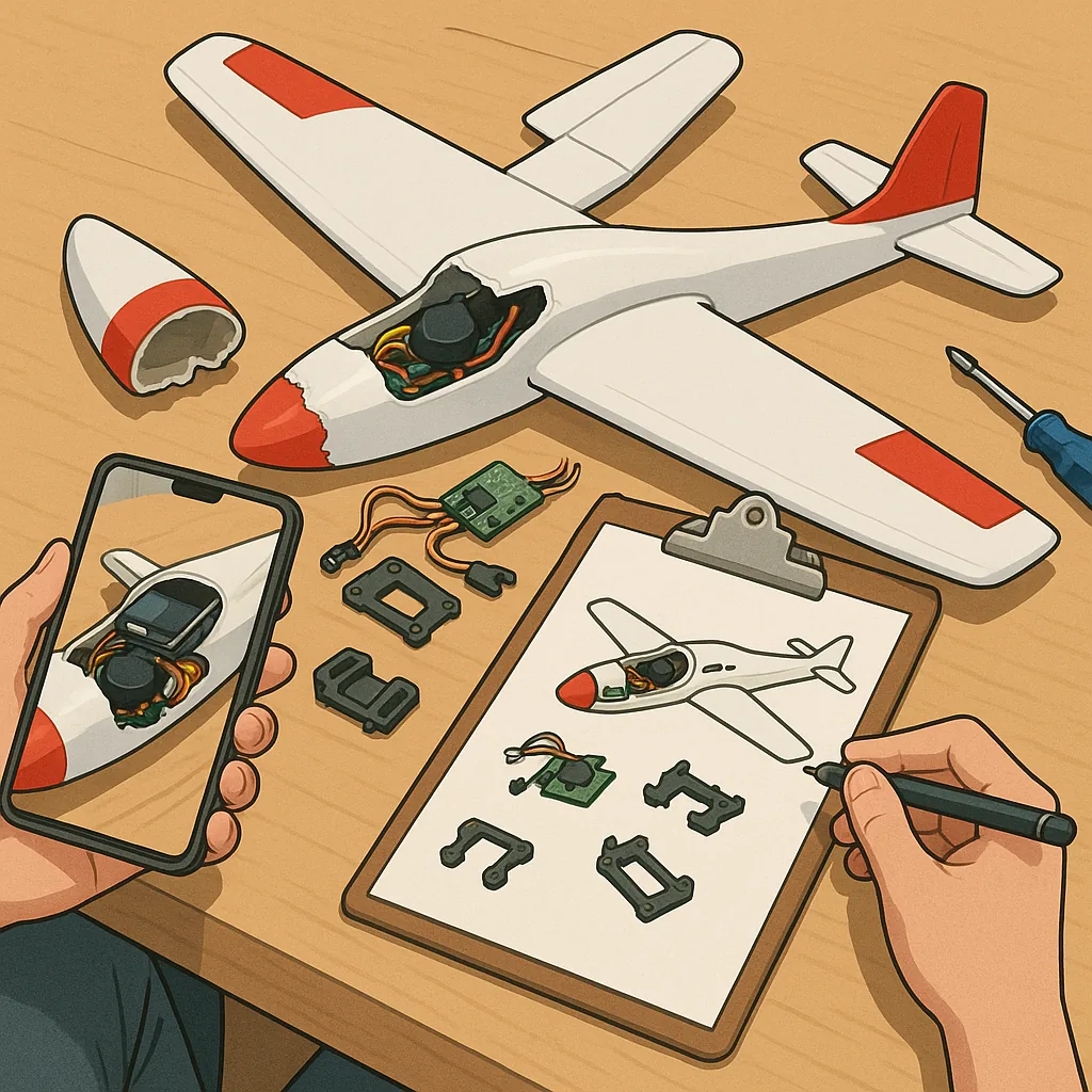 Repair guides for hobbyists — a step-by-step build log for crash recovery and water damage.