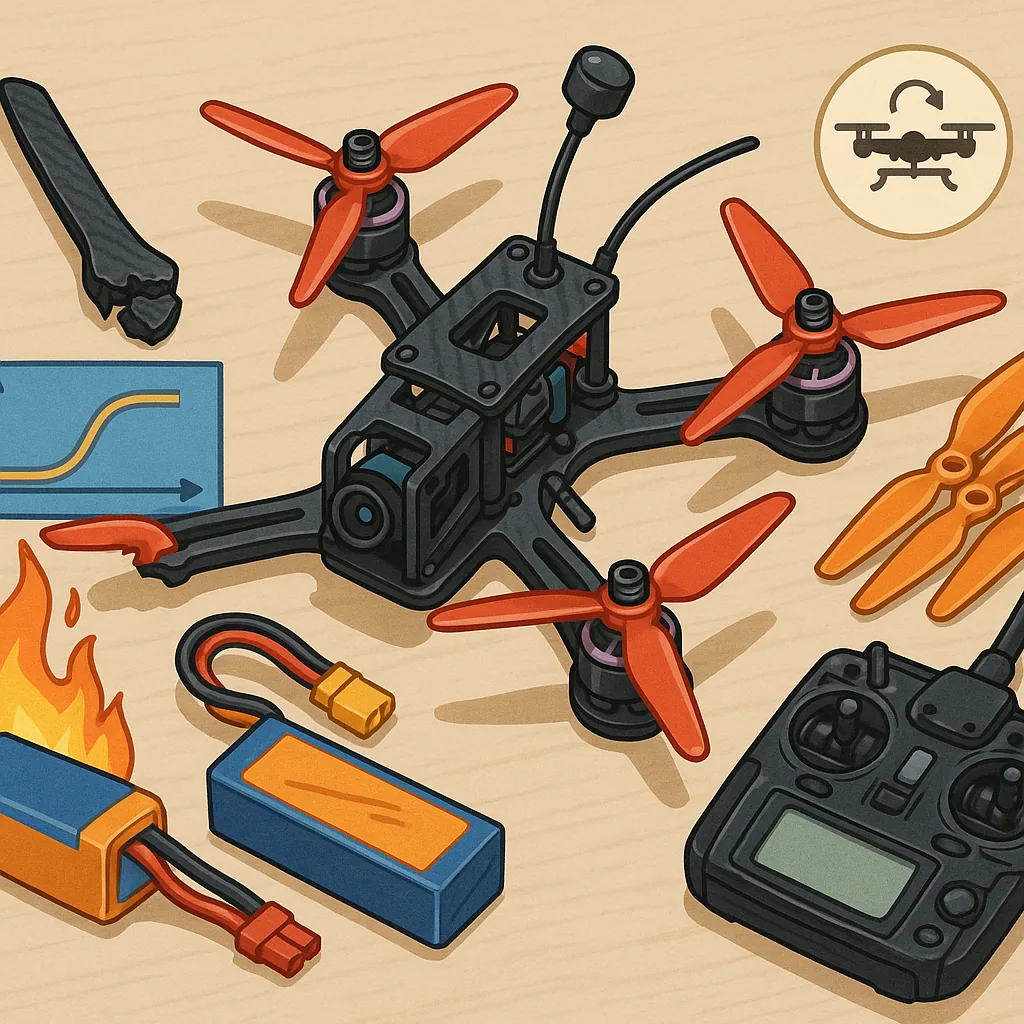 FPV Troubleshooting for Hobbyists: Frames, Tuning, LiPo Safety, Props and Flight Modes.